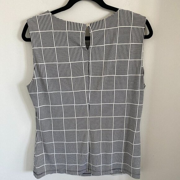 Calvin Klein Woman’s Black and White Career Top Blouse Sleeveless Size L - Picture 2 of 6